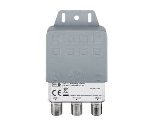 DINIC DiSEqC-LNB-Umschalter 2/1 für 2 LNBs auf 1 TV, DINIC Box mit Euroloch